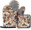 Dog Silicone Oven Mitts and Pot Holders 3Pcs, Cute Dog Silicone Oven Mitts by Unknown