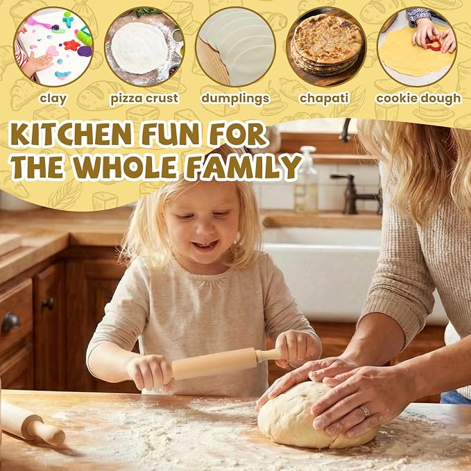 BILLIOTEAM 12 Pack 8 Inch Mini Wood Rolling Pin, Small Wooden Rollers - Image 4