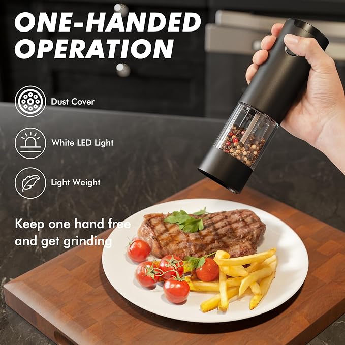 Electric Salt and Pepper Grinder Set, USB Rechargeable Automatic Pepper Mills - Image 3