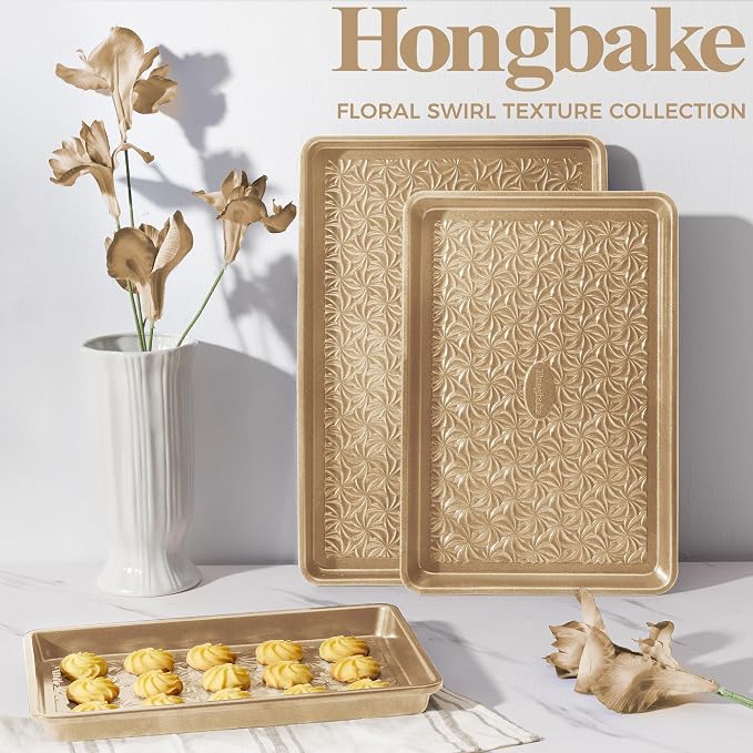 HONGBAKE Nonstick Baking Sheet Pan Set of 3, Cookie Sheets - Image 9