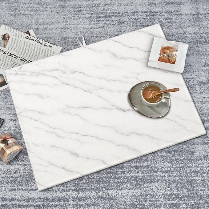 Marble White Dish Drying Mats for Kitchen Counter, Large 18"x24" Dish Mats for - Image 8