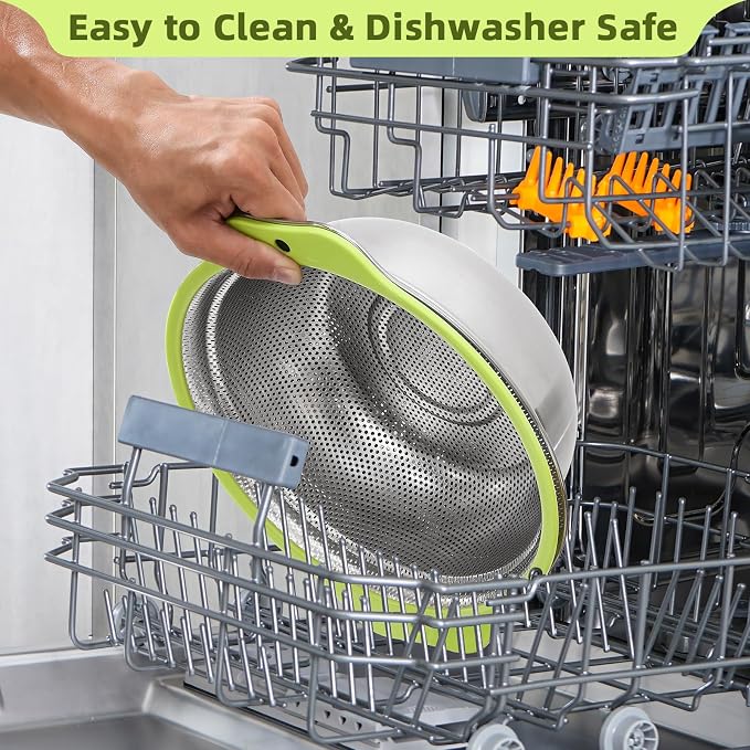 Colander Stainless Steel Microporous, 5QT Large Capacity Rice Washer - Image 6