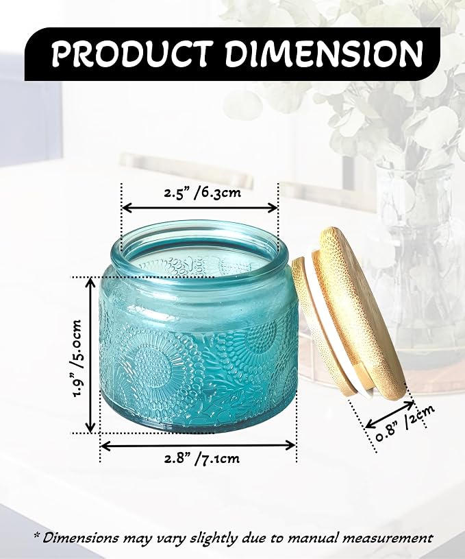 4 oz Blue Mini Glass Jars with Airtight Bamboo Lids 12 pack, Decorative Small - Image 2