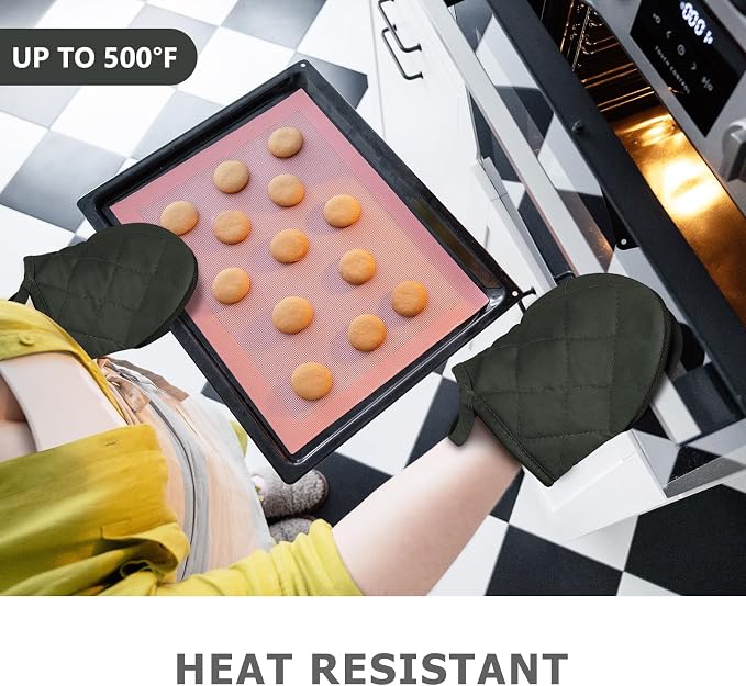 Short Oven Mitts, Heat Resistant 500°F, Silicone Grip Kitchen Gloves, Non-Slip - Image 6