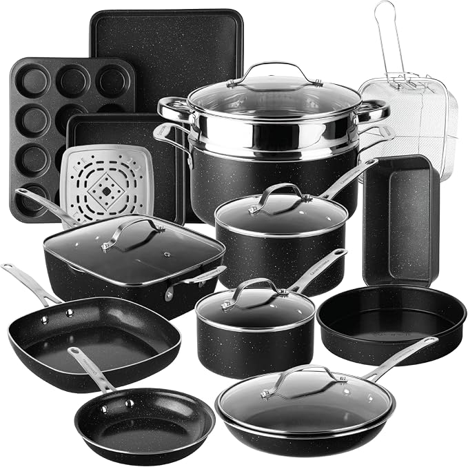 Granitestone Ceraluxe 20 Pc Ceramic Cookware Set Nonstick, Complete Pots and by Granitestone+
