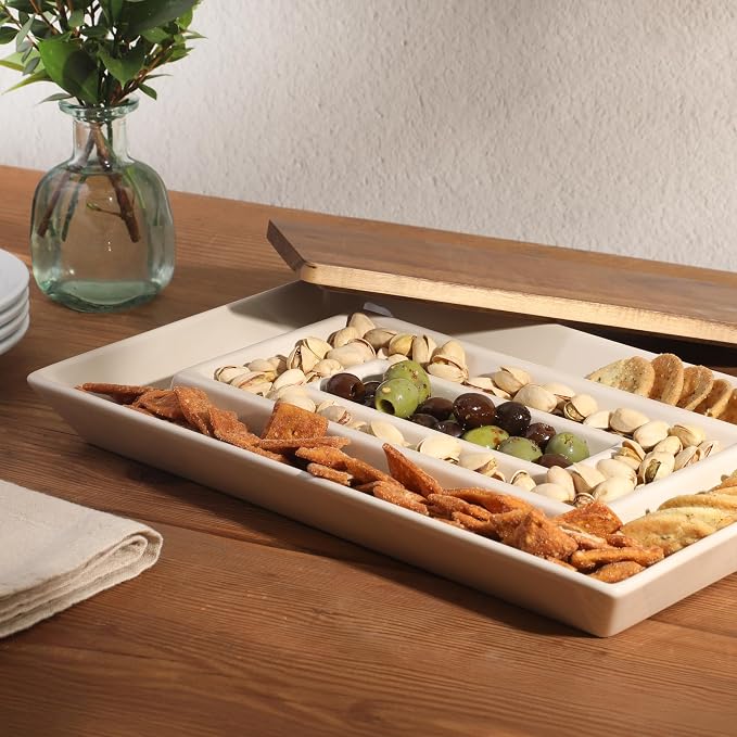 Gibson Elite 3-Section Stoneware Serving Tray - Image 3