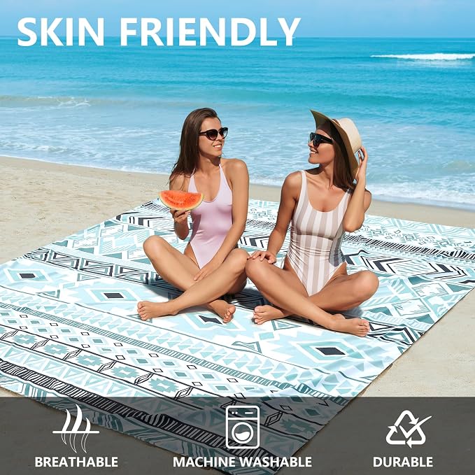 HIHOHO Beach Blanket Waterproof Sandproof Extra Large Beach Mat 79" X - Image 3