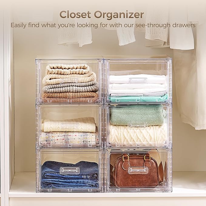 Vtopmart 9 Pack 18QT Clear Stackable Storage Drawers, Easily Assemble Closet - Image 5