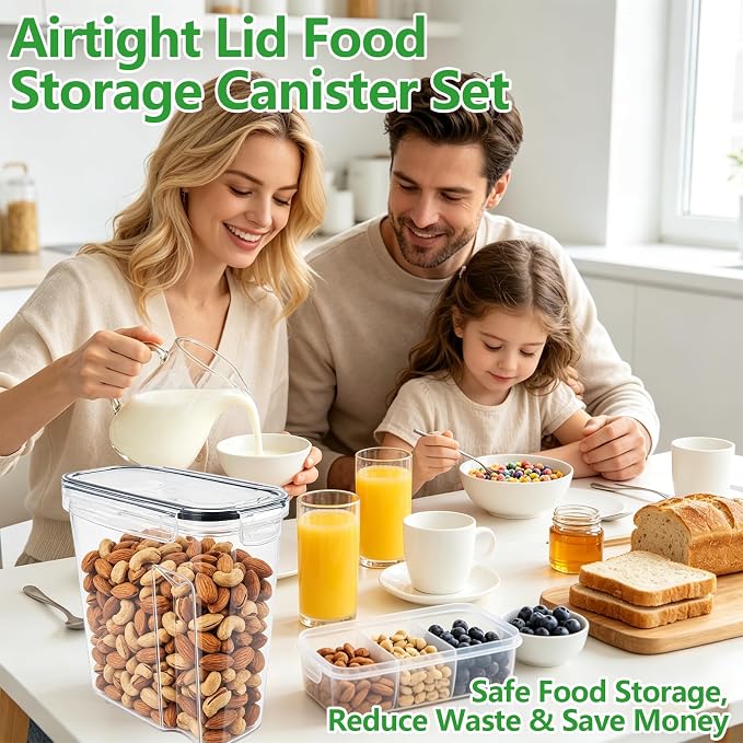 4 Pack 4L/135oz Cereal Storage Containers, Airtight BPA Free Plastic Cereal - Image 7