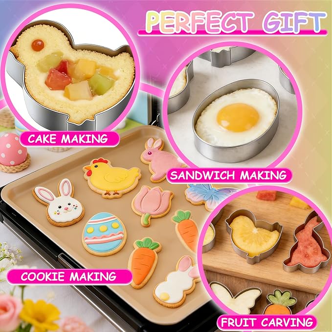 Easter Cookie Cutters Bunny Carrot Tulip Butterfly Chick Egg Biscuit - Image 3