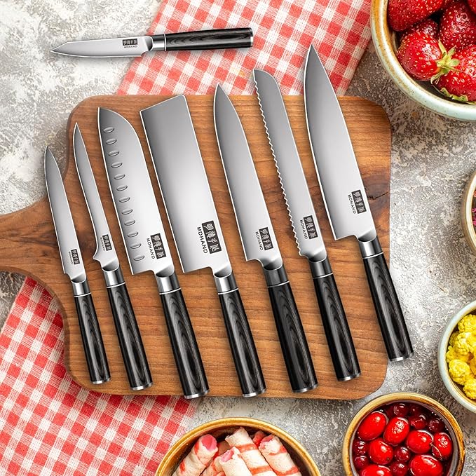 MDHAND Chef Knife Set with Roll Bag, High Carbon Stainless Steel Japanese - Image 9