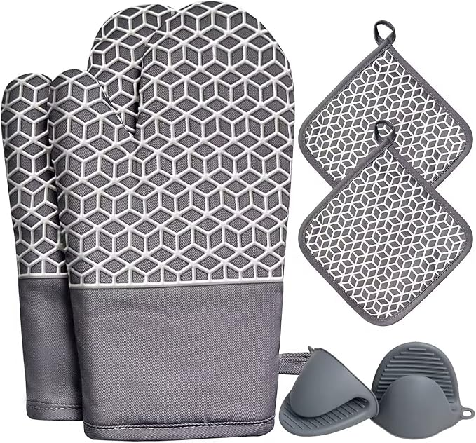 Oven Mitts and Pot Holders Sets 6pcs, Thick Cotton Oven Gloves High Heat by Startyourcomfortablelife