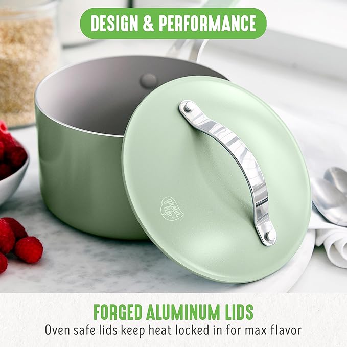 GreenLife 10-Piece Nonstick Ceramic Cookware Set, Lightweight Healthy PFAS-Free - Image 5