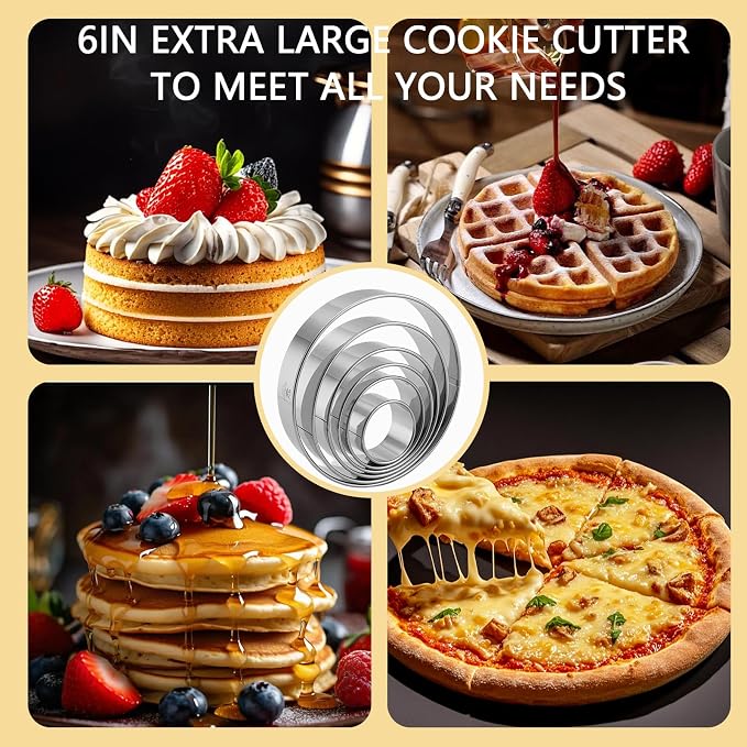 6 PCS Round Cookie Cutters, Stainless Steel Biscuit Cutters - Image 7