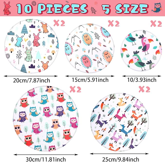 Patelai 10 Pcs Bowl Covers Reusable in 5 Size Stretch Cloth Fabric Elastic Food - Image 2