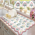 LOKHOM Scalloped Floral Dish Drying Mat, Cuttable Hide Stain Non-slip Drying Mat by LOKHOM