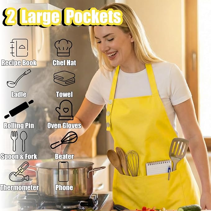 TOSHE Kitchen Apron Waterdrop Resistant Cotton Apron - Image 2