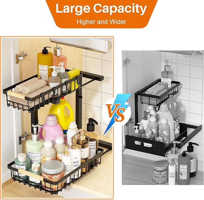 REALINN Under Sink Organizer, 2 Pack Height Adjustable Under Sink Organizers - Image 5