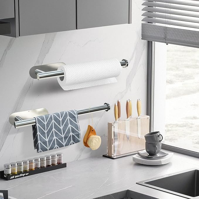 DEKAVA Under Cabinet Wall Mount Paper Towel Holder, Self-Adhesive Bar, - Image 3