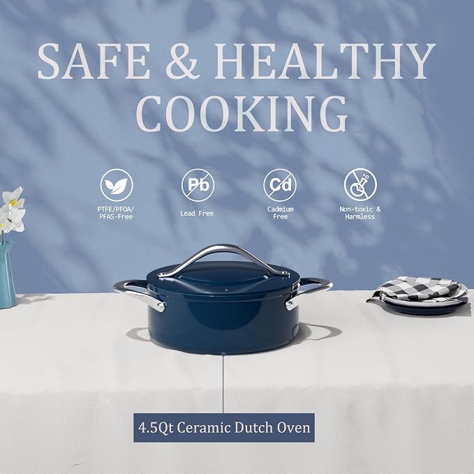 CookinCraze Stock Pot 4.5QT Nonstick Ceramic Dutch Oven Pot - Image 2