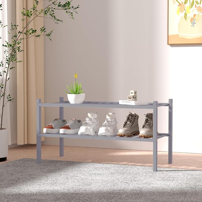 ROMGUAR CRAFT 2 Tier Bamboo Shoe Rack - Image 2
