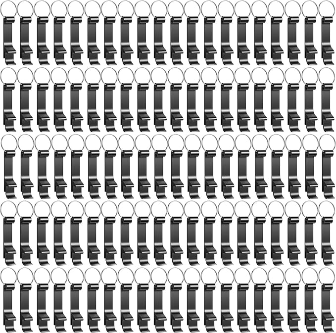 100 Pack Bottle Opener Keychain Bulk Black Metal Pocket Can Opener Key Chain by Unknown