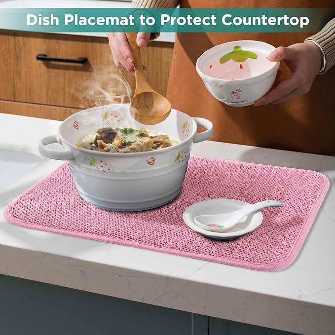 GeeRic Microfiber Dish Drying Mat, Super Absorbent Kitchen Dish Drying Pad - Image 6