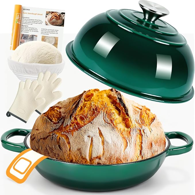 AHJ 6QT Dutch Oven For Bread Baking, Enameled Cast Iron Dutch Oven Pot by AHJ