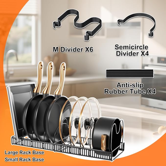 Pots and Pans Organizer Rack for Under Cabinet Expandable Pot Lid holders - Image 7