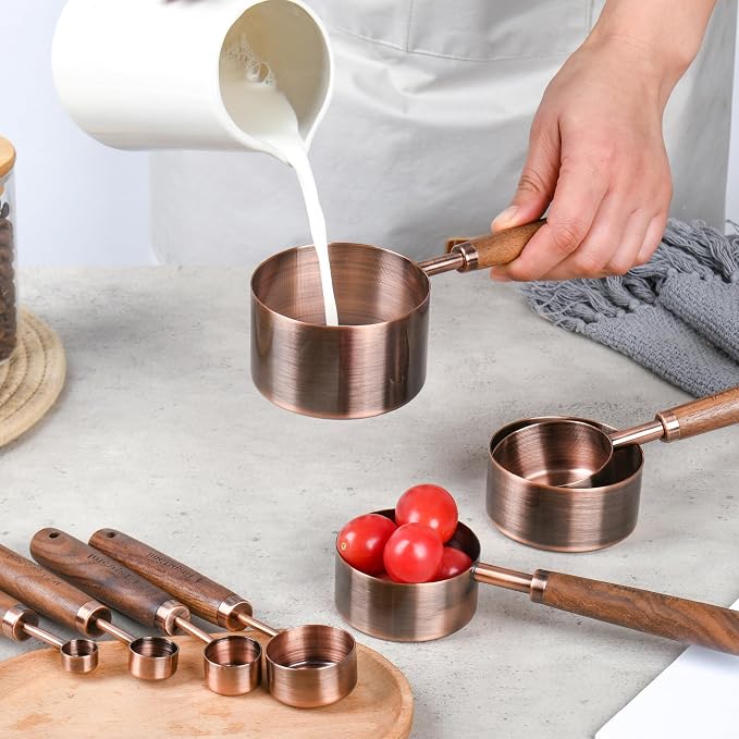 Copper Measuring Cups & Spoons Set 8, Stainless Steel Measuring Cups and Spoons - Image 6