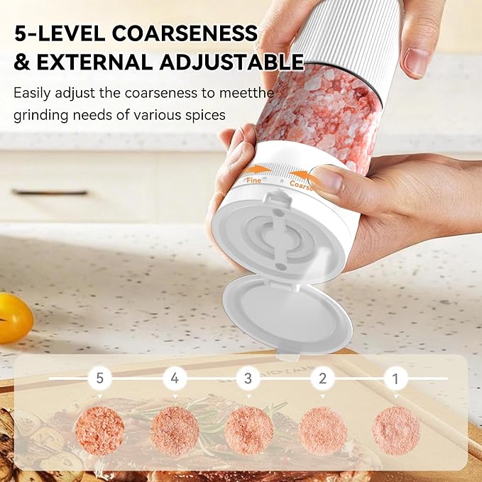 Electric Salt and Pepper Grinder Set, Upgrade 2-Speed Setting, External 5 - Image 3