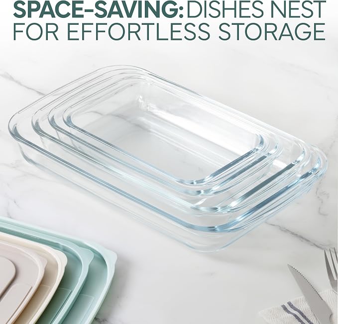 COOK WITH COLOR 8-Piece Deep Glass Baking Dish Set with Plastic Lids – - Image 4