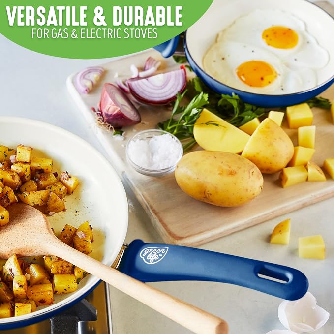 GreenLife Non Stick Fry Pan Set, Non-Toxic PFAS-Free Ceramic Skillets, - Image 6