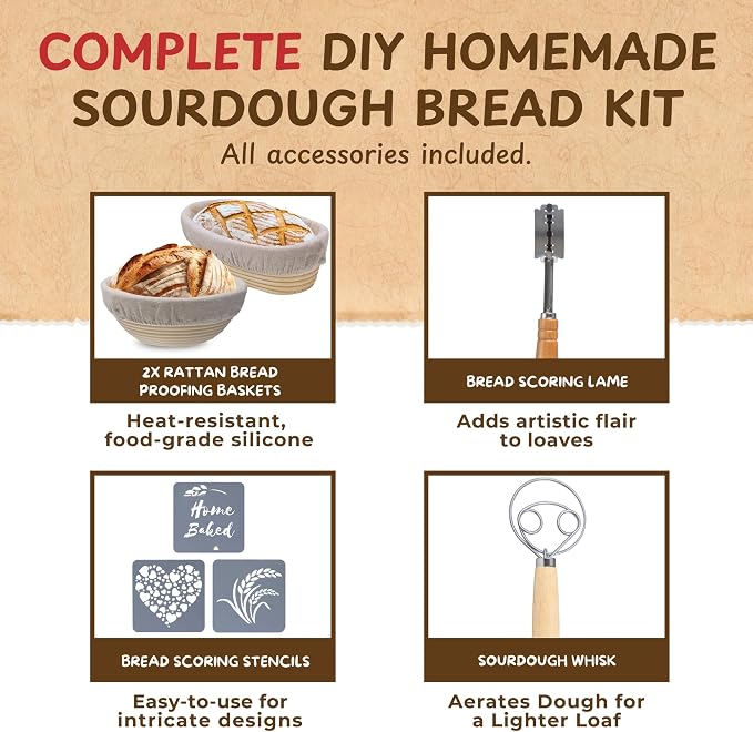 Complete Sourdough Bread Starter Kit, Glass Sourdough Starter Jar Kit & Tons of - Image 7
