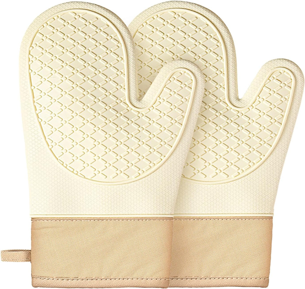 Silicone Oven Mitts (2 PCS), Waterproof Non Slip Grip Oven Gloves with