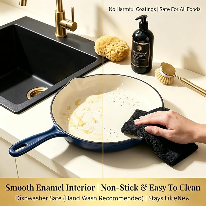 QuliMetal Enameled Cast Iron Cookware Set, 4-Piece Pots and Pans Set - Image 9