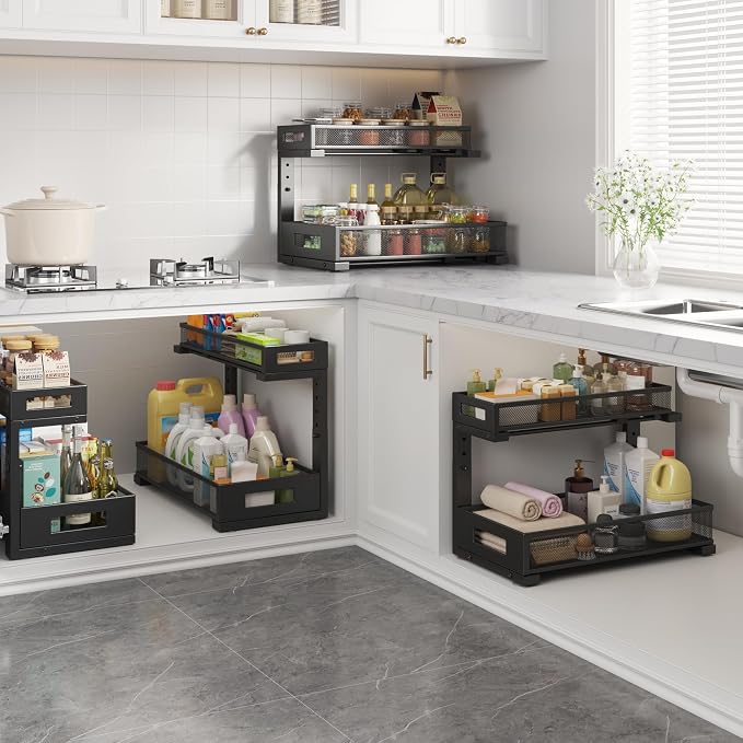 1 Pack 17IN Depth Under Sink Storage Organizer, Large 2-Tier Elegant Mesh Pull - Image 6