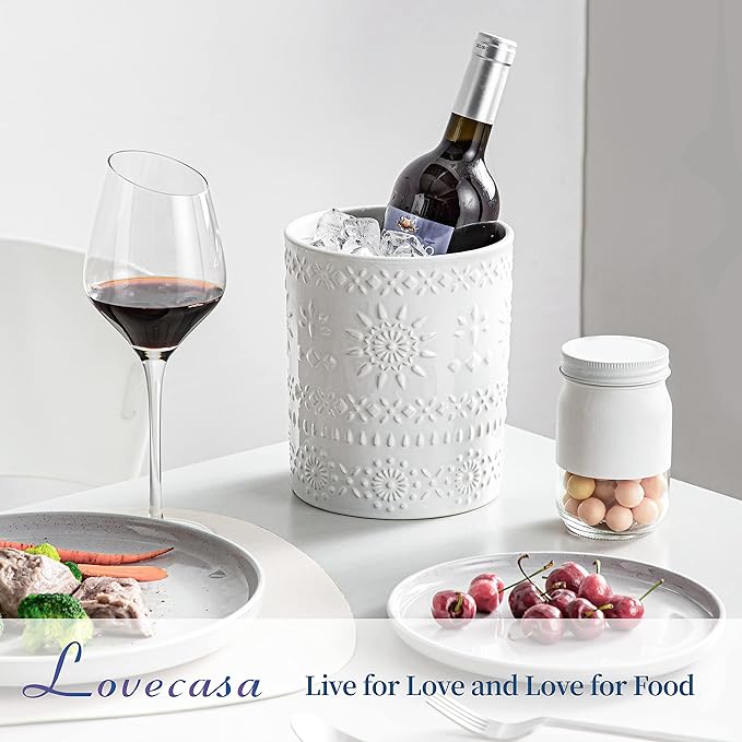 LOVECASA Extra Large Kitchen Utensil Holder, 7.2" Ceramic Farmhous Utensil - Image 4