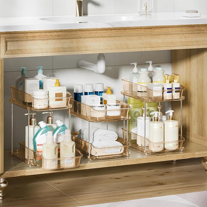 Delamu 2-Tier Under Sink Organizers and Storage, Pull Out Kitchen Pantry - Image 3