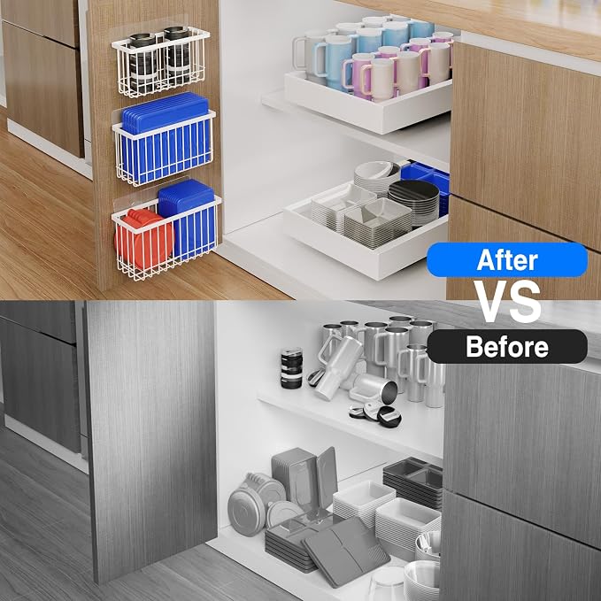 MUSTORN 3 Pack Adhesive Cabinet Door Organizer, Lid Organizers Inside Cabinet - Image 7