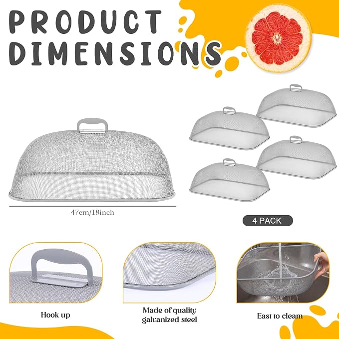 Hicarer 4 Pcs Metal Mesh Screen Food Cover - Image 2