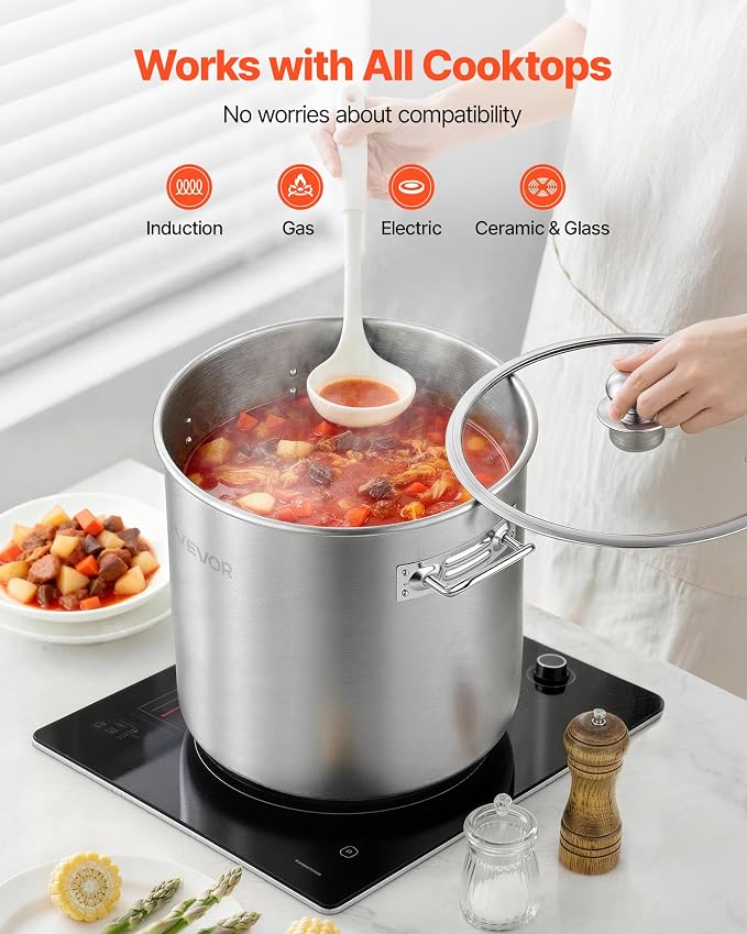 VEVOR Stainless Steel Stock Pot, 21-Quart Stainless Steel Stockpot - Image 4