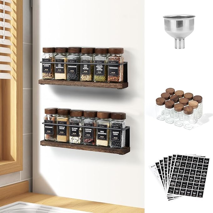 Wooden Lid Magnetic Spice Rack by KitHero