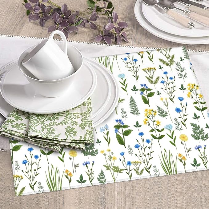 Blue Yellow Wildflower Dish Drying Mats - Image 3