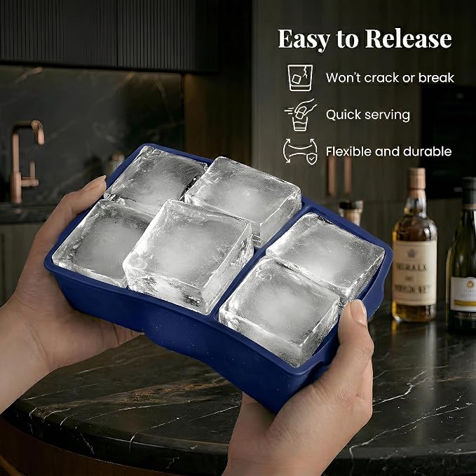 KitchFort Large Silicone Ice Cube Tray, Easy Release 2" Big Ice Cubes - Image 3
