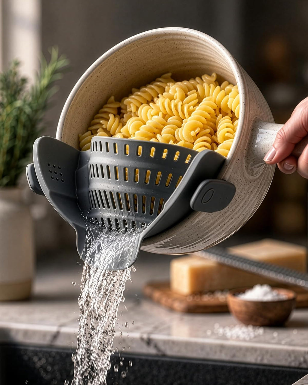 Kitchen Gizmo Snap N' Strain Pot Strainer - Silicone Pasta Strainer