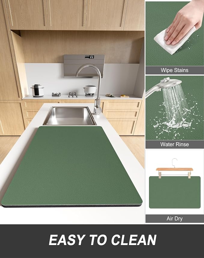 Rnivvi Dish Drying Mat for Kitchen Counter, 12 x 19" Super Absorbent Drainer - Image 6