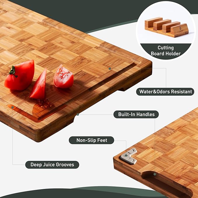 3 Pack Heavy Duty Bamboo Cutting Board Set Non Toxic Wooden Cutting Board - Image 5