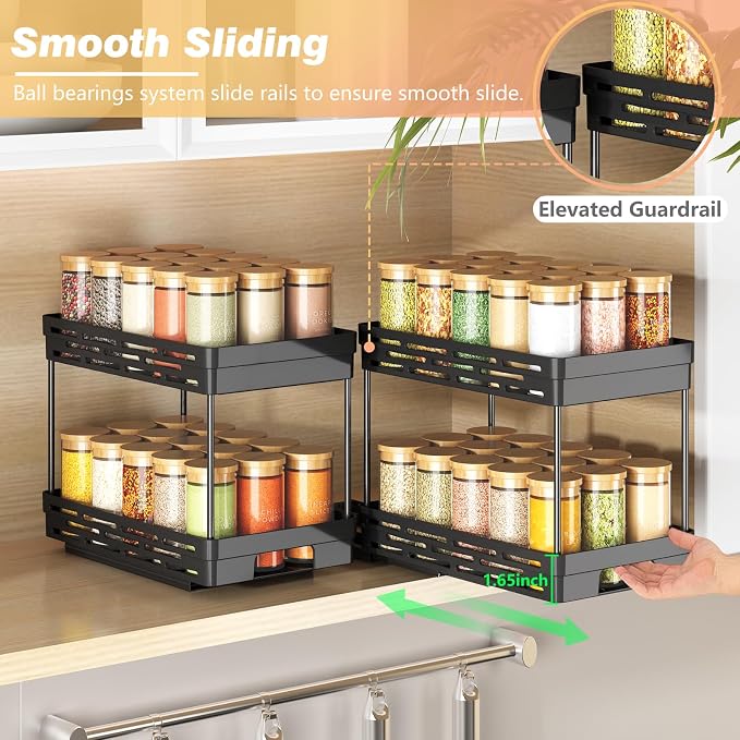 Pull Out Spice Rack Organizer for Cabinet, 2 Pack Widen Slide Out Spice Racks - Image 5
