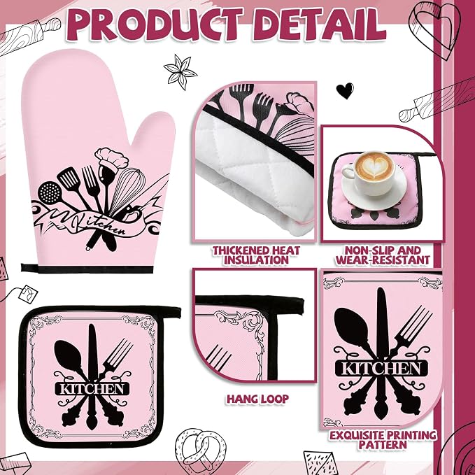 Leinuosen 8 Pcs Kitchen Towels and Oven Mitts Sets Pot Holders Dishcloths Set - Image 5